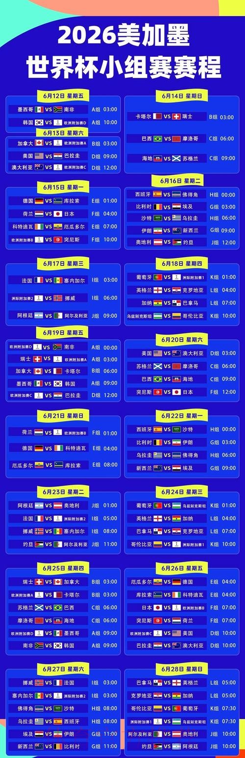 2026美加墨世界杯每日赛程哪里看 2026美加墨世界杯每日赛程哪里看